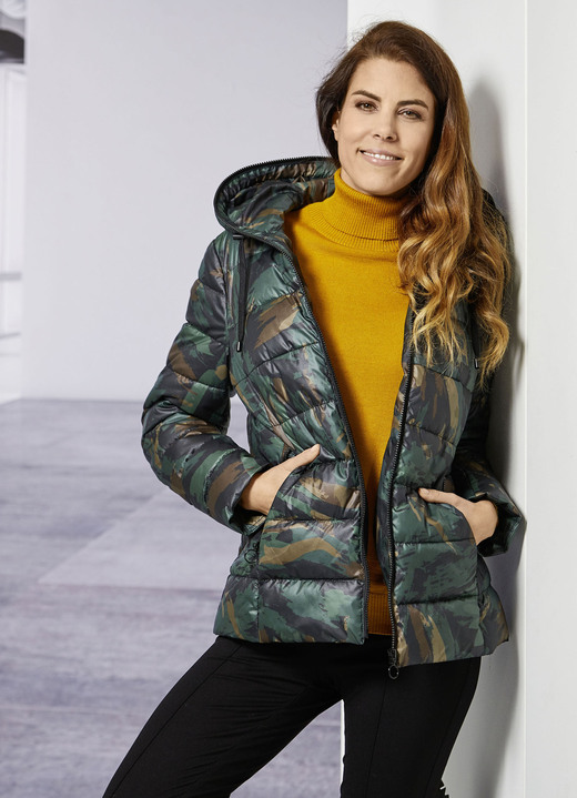 Jacken & Mäntel - Jacke mit fester Kapuze Ansicht 3 Jacken & Mäntel - Jacke mit fester Kapuze, in Größe 034 bis 052, in Farbe GRÜN-SCHWARZ-CAMEL Ansicht 3