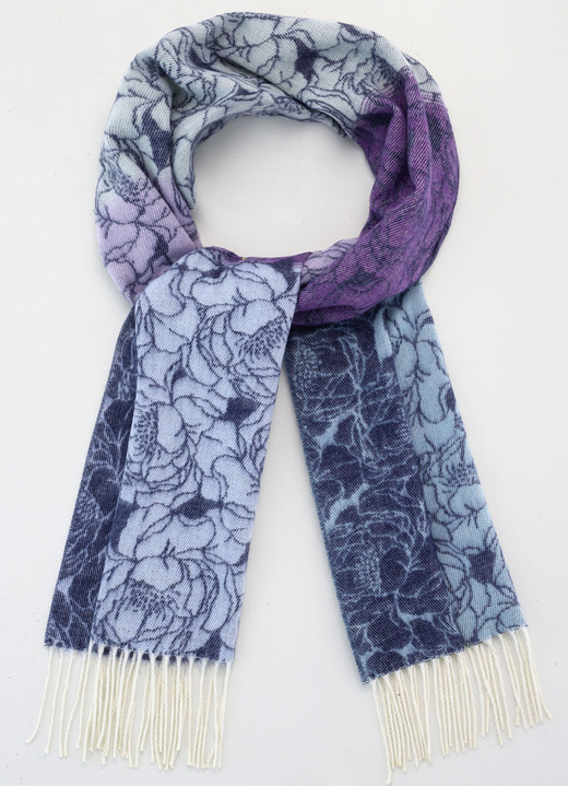 - Schal mit Fantasieblüten-Dessin, in Farbe BLEU-VIOLETT-BUNT Ansicht 1