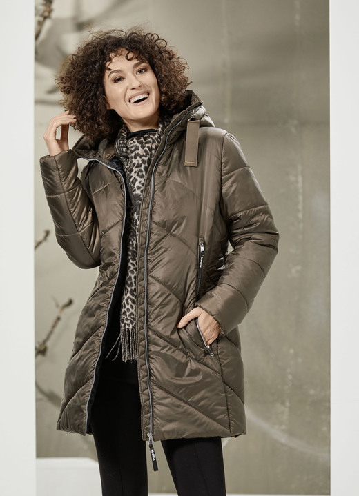 - Funktions-Longjacke mit fester Kapuze, in Größe 036 bis 054, in Farbe KHAKI