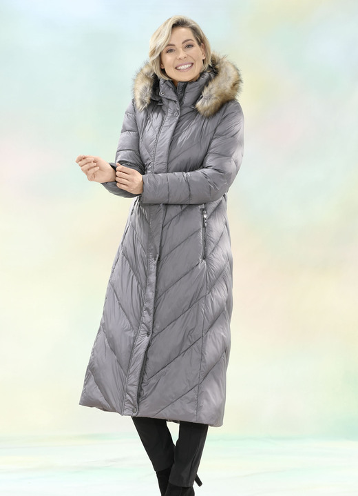 Lang - Funktionsmantel mit Windfangärmeln, in Größe 034 bis 052, in Farbe SCHIEFER Ansicht 2