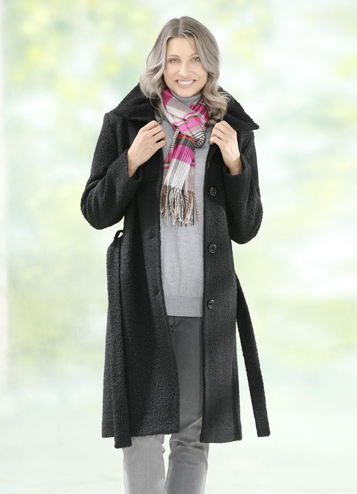 Wollmäntel - Mantel mit Gürtel, in Größe 036 bis 052, in Farbe SCHWARZ Ansicht 3