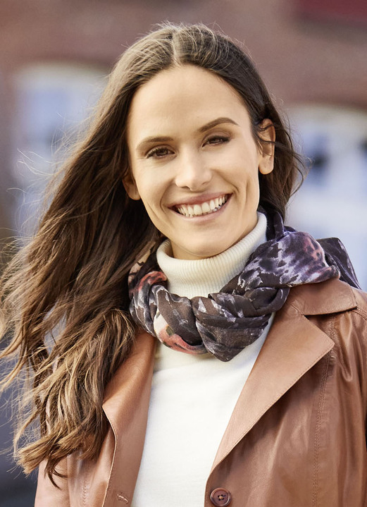 - Schal mit Fantasiedessin, in Farbe SCHOKO-BEIGE-ROT-COGNAC-BUNT Ansicht 3