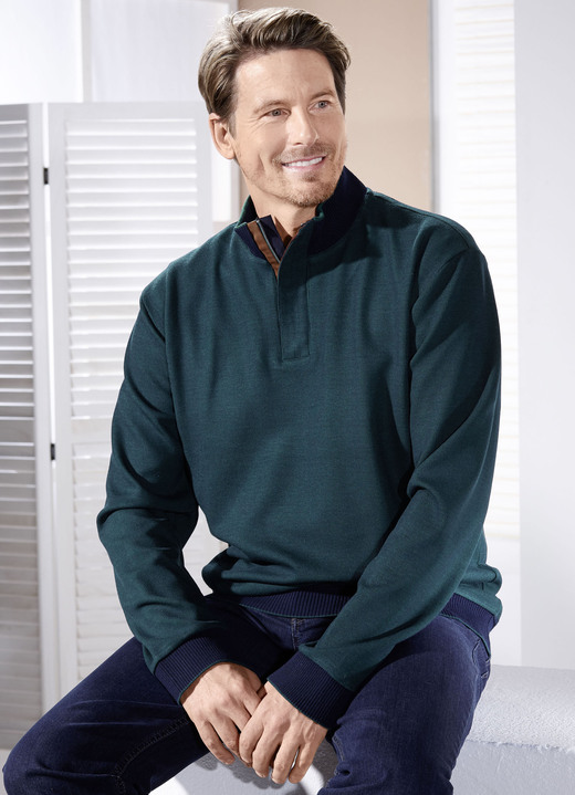 Shirts - Stehkragen-Shirt in 3 Farben Ansicht 2 Shirts - Stehkragen-Shirt in 3 Farben, in Größe 046 bis 062, in Farbe MARINE-BORDEAUX Ansicht 2