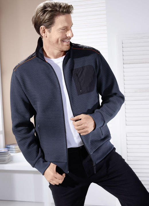 Shirts - Sweatjacke aus Strukturgewebe Shirts - Sweatjacke aus Strukturgewebe, in Größe 046 bis 062, in Farbe MARINE