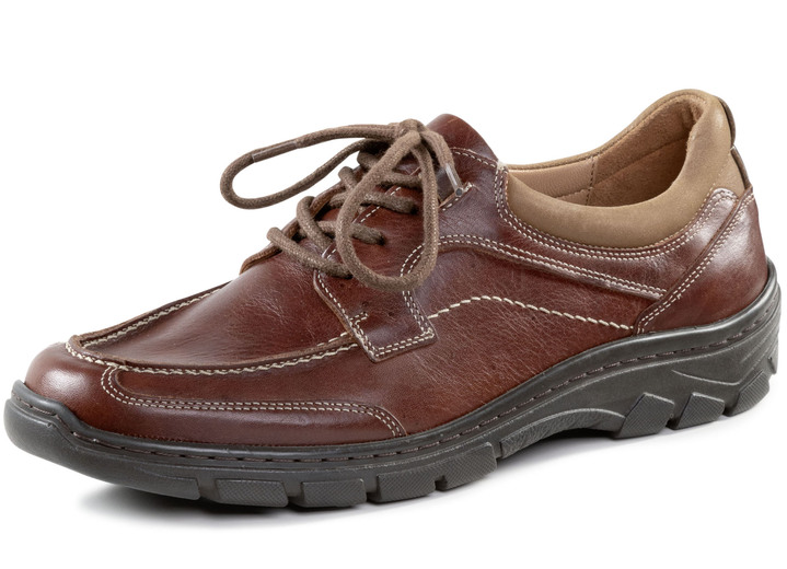 - Schnürschuh mit Kontrast-Einsätzen, in Größe 040 bis 046, in Farbe BRAUN Ansicht 1