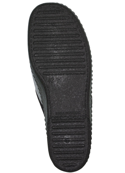 Hausschuhe - Pantoffel aus weichem Veloursmaterial, in Größe 039 bis 046, in Farbe ANTHRAZIT-GRAU Ansicht 3