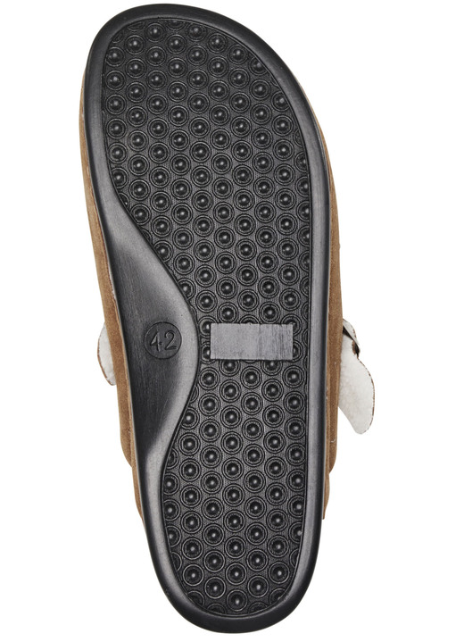 Hausschuhe - Pantoffel aus weichem Veloursleder, in Größe 040 bis 047, in Farbe SCHWARZ Ansicht 6