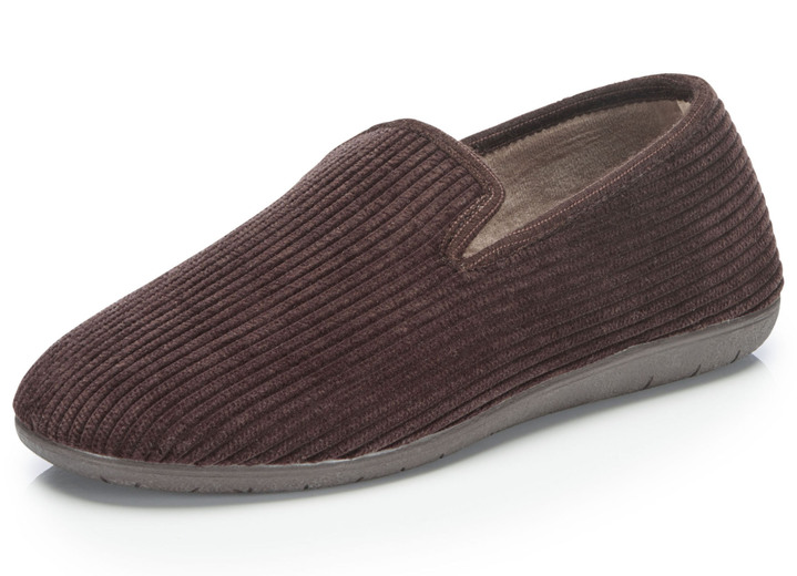 Hausschuhe - Textil-Hausschuh in Cord-Optik Ansicht 4 Hausschuhe - Textil-Hausschuh in Cord-Optik, in Größe 040 bis 046, in Farbe MARINE Ansicht 4