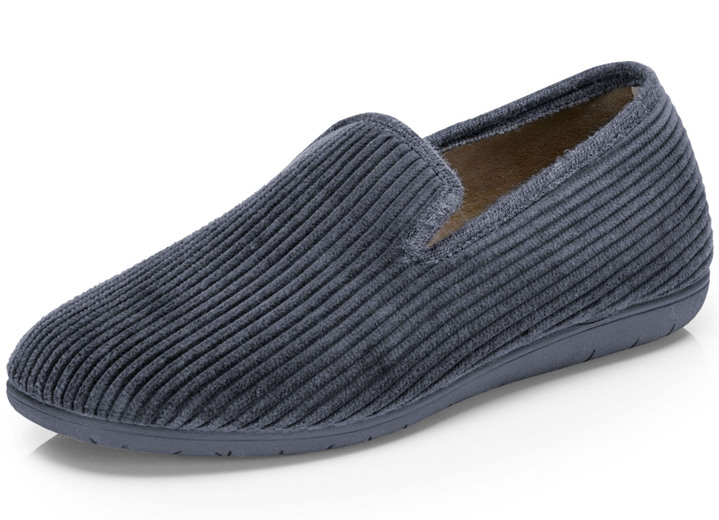 Hausschuhe - Textil-Hausschuh in Cord-Optik Ansicht 7 Hausschuhe - Textil-Hausschuh in Cord-Optik, in Größe 040 bis 046, in Farbe MARINE Ansicht 7