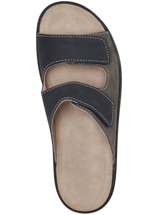 Sandalen & Pantoletten - GINO GALANTE, bequeme Herren-Pantoletten, Weite H, mit herausnehmbarem Fußbett, in Größe 040 bis 046, in Farbe DUNKELBLAU-MOKKA Ansicht 2