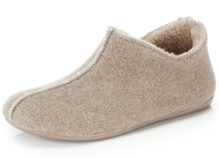 Hausschuhe - Laurina Filz-Hausschuh aus recyceltem Polyester, in Größe 036 bis 042, in Farbe TAUPE Ansicht 1