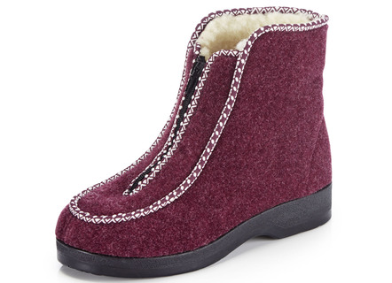 Warme Damen-Hausschuhe, Weite H, mit Reißverschluss