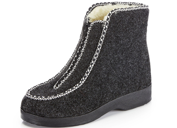 Hausschuhe - Warme Damen-Hausschuhe, Weite H, mit Reißverschluss, in Größe 037 bis 042, in Farbe BORDEAUX Ansicht 4