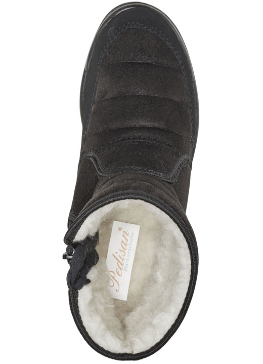 Hausschuhe - Stiefelette aus weichem, gestepptem Nubukmaterial, in Größe 036 bis 042, in Farbe BORDEAUX Ansicht 5