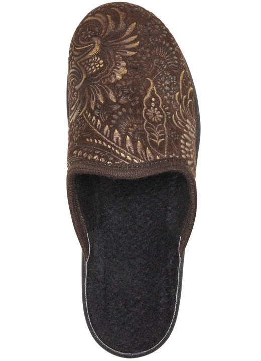 Hausschuhe - Pantoffel mit floralem Muster, in Größe 036 bis 041, in Farbe SCHWARZ Ansicht 5