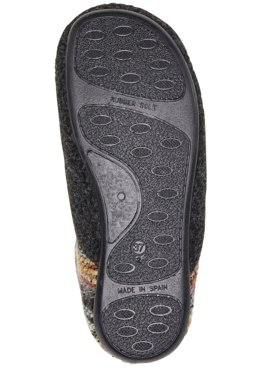 Hausschuhe - Laurina, bequeme Damen-Hausschuhe, Weite G, mit herausnehmbarem Fußbett, in Größe 036 bis 042, in Farbe ANTHRAZIT-BUNT Ansicht 3