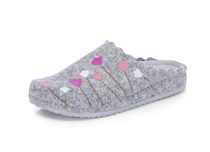 Schuhe - Mubb, klassische Damen-Hausschuhe, Weite H, mit anatomisch geformtem Fußbett, in Größe 036 bis 042, in Farbe GRAU Ansicht 1