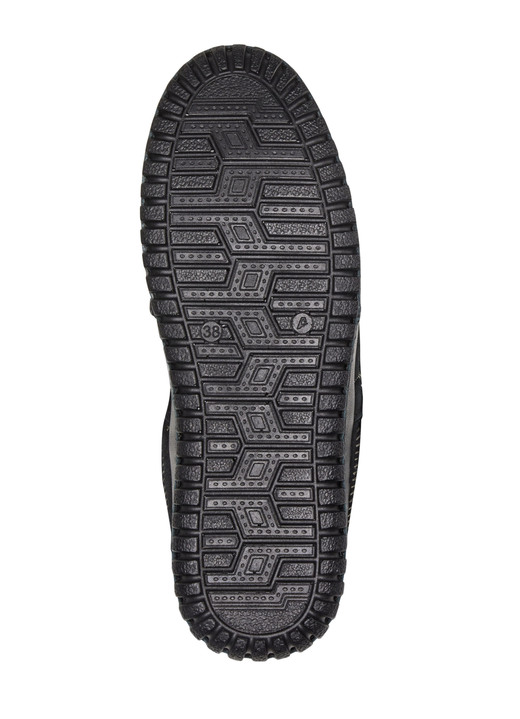 Hausschuhe - Gemini Pantoffel aus weichem, bestem Veloursleder, in Größe 036 bis 042, in Farbe SCHWARZ Ansicht 3