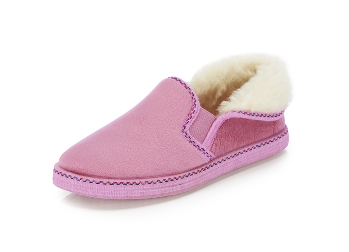 Hausschuhe - Laurina, warme Damen-Hausschuhe, mit Gummizug, in Größe 036 bis 042, in Farbe ROSA Ansicht 1
