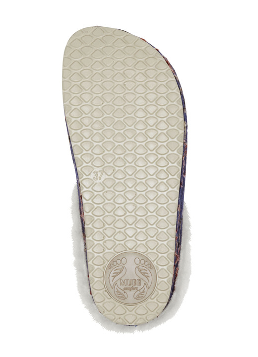 Hausschuhe - Mubb Wollfilz-Pantoffel mit bunter Blüten-Stickerei Ansicht 3 Hausschuhe - Mubb Wollfilz-Pantoffel mit bunter Blüten-Stickerei, in Größe 036 bis 042, in Farbe MARINE-ECRU Ansicht 3