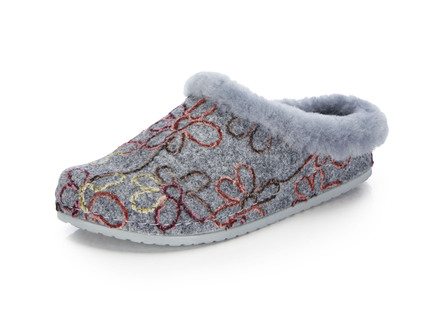 Mubb Wollfilz-Pantoffel mit bunter Blüten-Stickerei