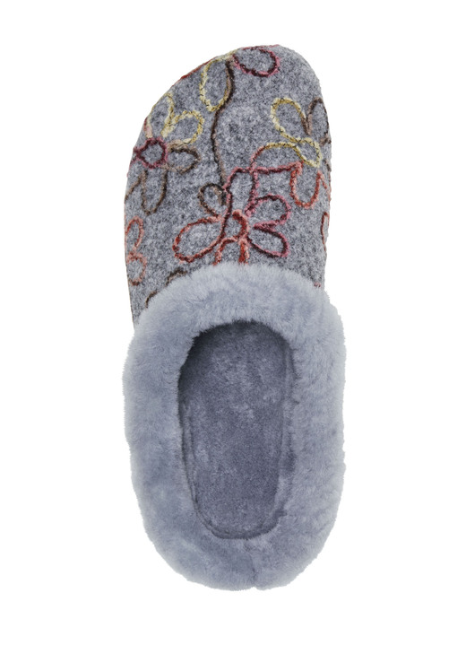 Hausschuhe - Mubb Wollfilz-Pantoffel mit bunter Blüten-Stickerei Ansicht 5 Hausschuhe - Mubb Wollfilz-Pantoffel mit bunter Blüten-Stickerei, in Größe 036 bis 042, in Farbe MARINE-ECRU Ansicht 5