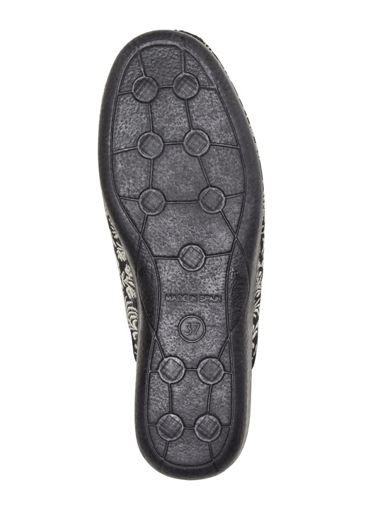 Hausschuhe - Laurina Pantoffel mit Blumen-Stickerei Ansicht 3 Hausschuhe - Laurina Pantoffel mit Blumen-Stickerei, in Größe 036 bis 042, in Farbe SCHWARZ Ansicht 3