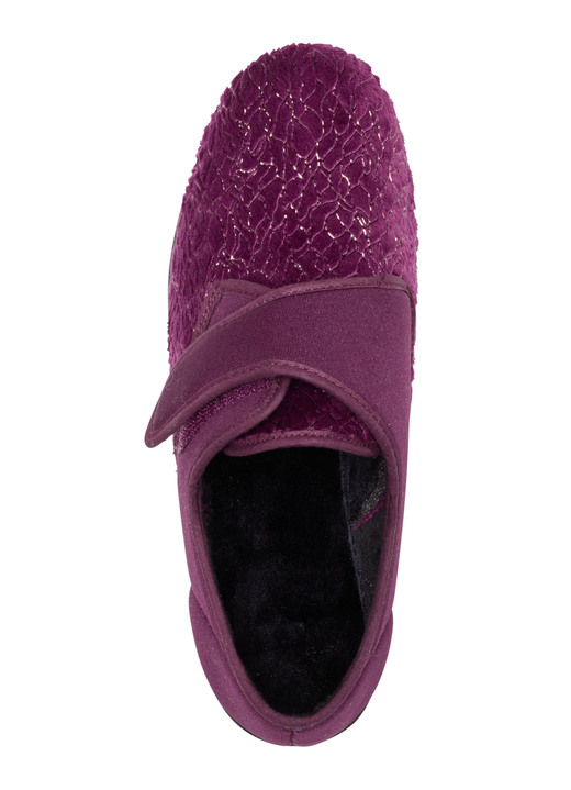 Hausschuhe - Laurina, klassische Damen-Klettschuhe, mit elastischem Samt Ansicht 2 Hausschuhe - Laurina, klassische Damen-Klettschuhe, mit elastischem Samt, in Größe 036 bis 042, in Farbe BORDEAUX Ansicht 2