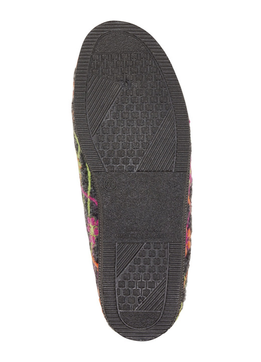 Hausschuhe - Klett-Hausschuh mit bunter Blüten-Stickerei, in Größe 036 bis 042, in Farbe ANTHRAZIT-BUNT Ansicht 3