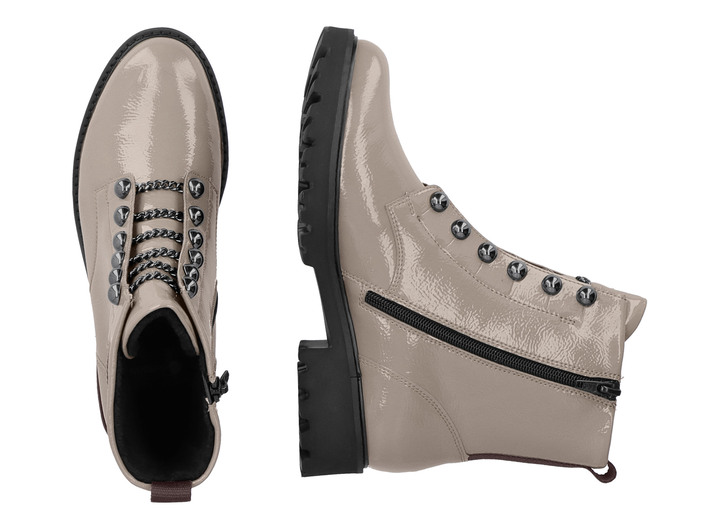 Stiefel & Stiefeletten - Remonte Stiefelette mit trendigen Zierketten in Schnür-Optik Ansicht 9 Stiefel & Stiefeletten - Remonte Stiefelette mit trendigen Zierketten in Schnür-Optik, in Größe 036 bis 042, in Farbe TAUPE Ansicht 9