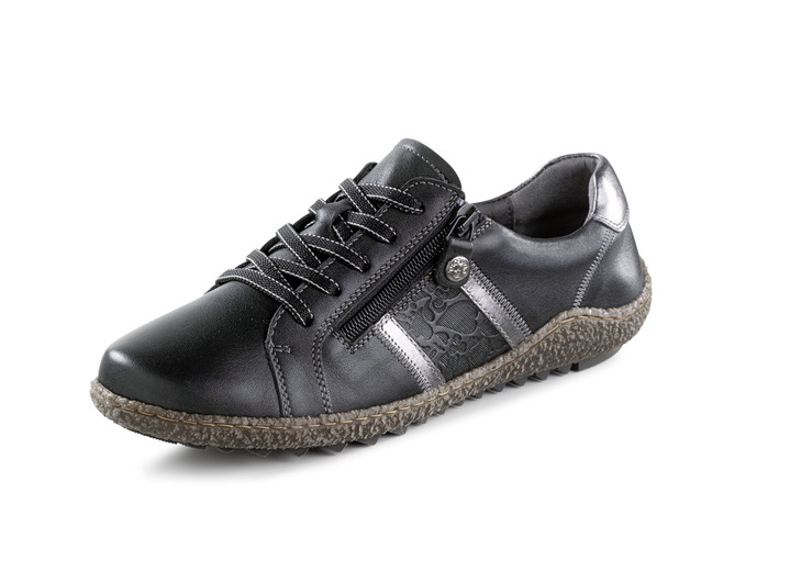 Damenmode - ELENA EDEN Schnürschuh aus feinem Nappaleder, in Größe 035 bis 042, in Farbe SCHWARZ-ALTSILBER Ansicht 1