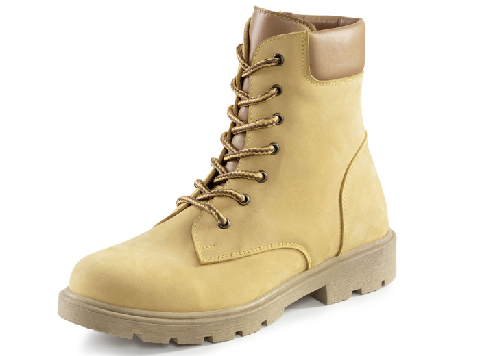 Damenmode - Andrea Conti Schnür-Stiefelette aus bestem Nubukleder, in Größe 036 bis 042, in Farbe MAISGELB Ansicht 1