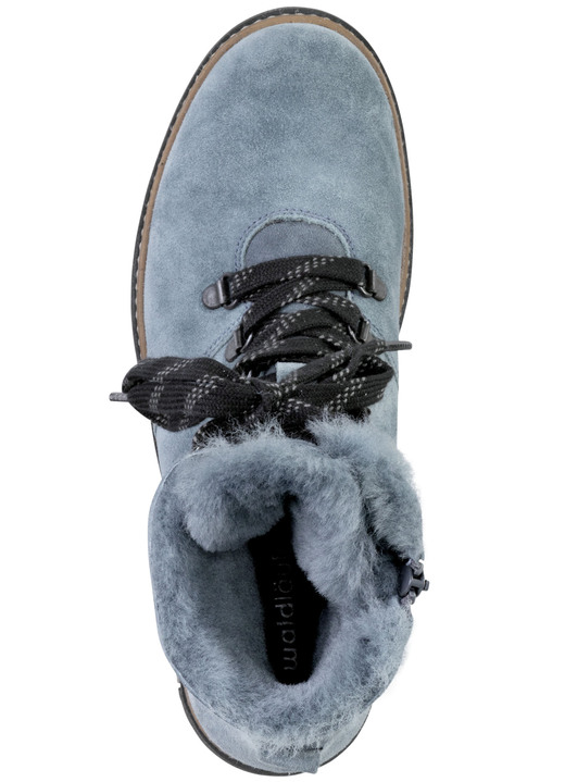 Stiefel & Stiefeletten - Waldläufer Schnür-Stiefelette mit kuscheligem Kragen aus Lammfell, in Größe 3 1/2 bis 8, in Farbe JEANSBLAU Ansicht 3