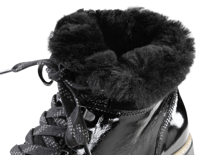 Stiefel & Stiefeletten - Waldläufer Schnür-Stiefelette mit kuscheligem Kragen aus Lammfell, in Größe 3 1/2 bis 8, in Farbe SCHWARZ Ansicht 2
