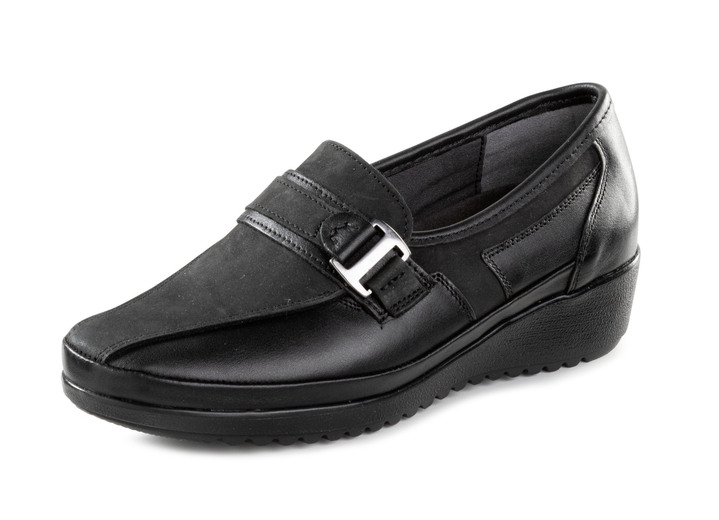 Slipper & Schnürschuhe - ELENA EDEN Slipper aus Nappaleder und geprägtem Lackleder, in Größe 036 bis 042, in Farbe SCHWARZ Ansicht 1