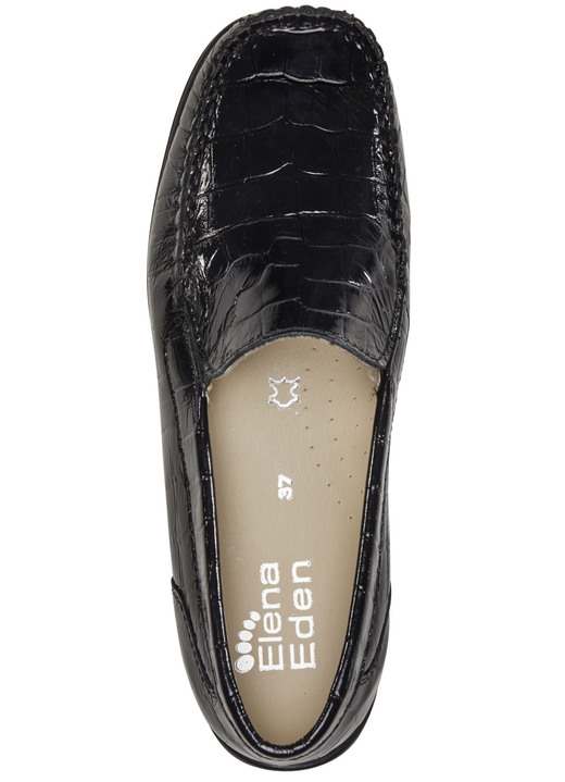 - ELENA EDEN Mokassin-Slipper aus krokogeprägtem Chevreauleder, in Größe 036 bis 042, in Farbe SCHWARZ Ansicht 2