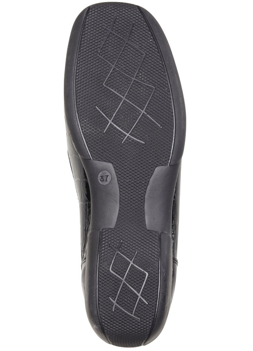 - ELENA EDEN Mokassin-Slipper aus krokogeprägtem Chevreauleder, in Größe 036 bis 042, in Farbe SCHWARZ Ansicht 3