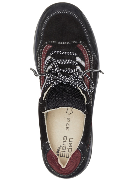 - ELENA EDEN Schnürschuh aus teilweise geprägtem Nubukleder, in Größe 036 bis 042, in Farbe SCHWARZ-BURGUND Ansicht 2
