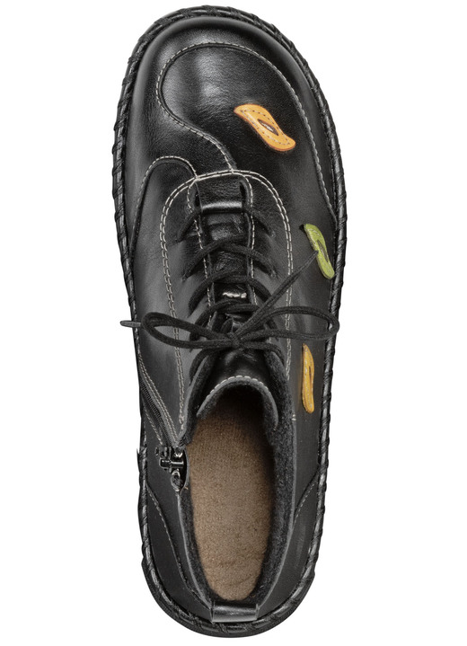 Stiefel & Stiefeletten - Gemini Schnür-Bootie mit pfiffigen, bunten Lederapplikationen, in Größe 036 bis 042, in Farbe SCHWARZ-BUNT Ansicht 2