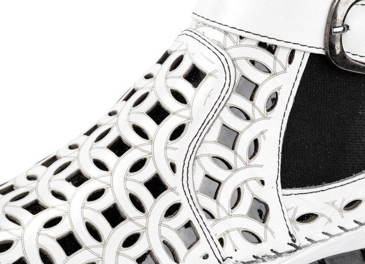 Stiefel & Stiefeletten - Gemini, sommerliche Damen-Boots, Weite G, mit herausnehmbarem Fußbett Ansicht 2 Stiefel & Stiefeletten - Gemini, sommerliche Damen-Boots, Weite G, mit herausnehmbarem Fußbett, in Größe 035 bis 042, in Farbe WEISS-SCHWARZ Ansicht 2