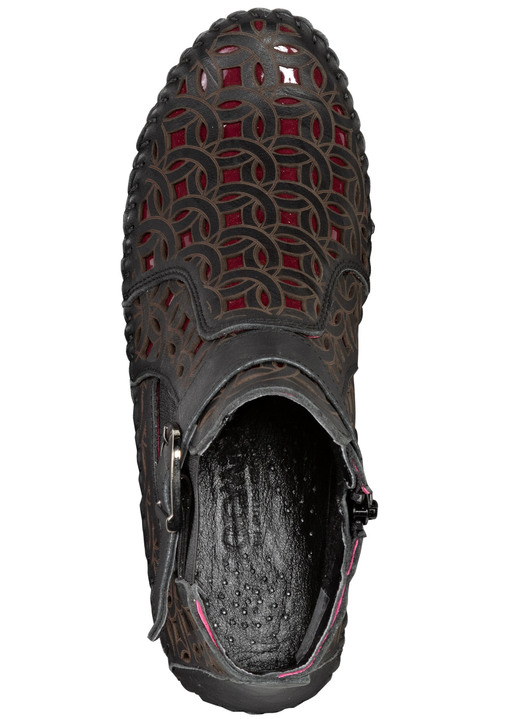 Stiefel & Stiefeletten - Gemini, sommerliche Damen-Boots, Weite G, mit herausnehmbarem Fußbett, in Größe 035 bis 042, in Farbe SCHWARZ-RUBINROT Ansicht 3