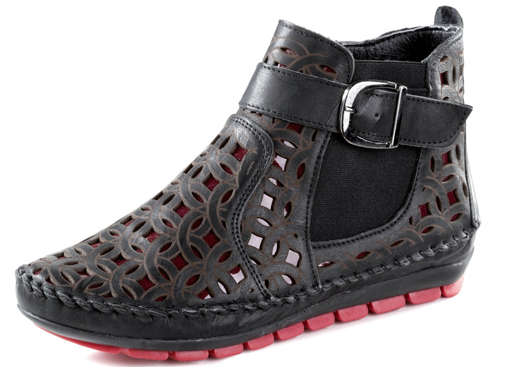 Stiefel & Stiefeletten - Gemini, sommerliche Damen-Boots, Weite G, mit herausnehmbarem Fußbett, in Größe 035 bis 042, in Farbe SCHWARZ-RUBINROT Ansicht 1