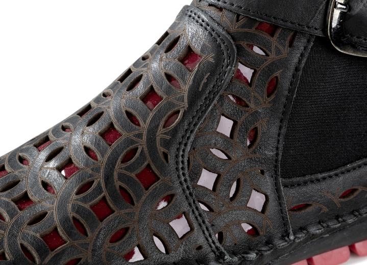 Stiefel & Stiefeletten - Gemini, sommerliche Damen-Boots, Weite G, mit herausnehmbarem Fußbett, in Größe 035 bis 042, in Farbe SCHWARZ-RUBINROT Ansicht 2