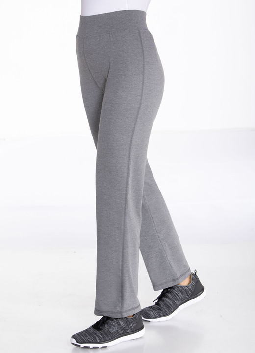 Damenmode - Jazzpants mit Dehnbund, in Größe 019 bis 052, in Farbe DUNKELGRAU MELIERT