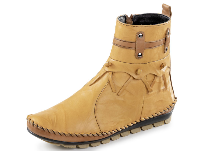 Stiefel & Stiefeletten - Gemini Mokassin-Stiefelette mit Knitter-Struktur, in Größe 036 bis 042, in Farbe JEANS Ansicht 4