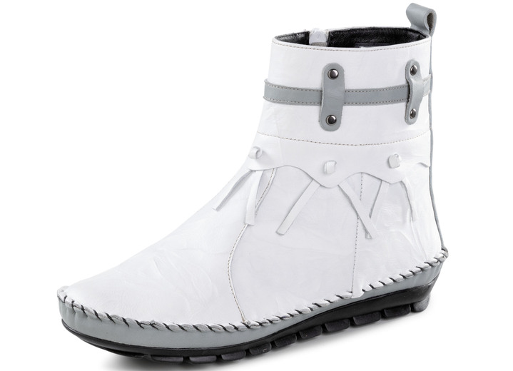 Damenmode - Gemini Mokassin-Stiefelette mit Knitter-Struktur, in Größe 036 bis 042, in Farbe CURRY Ansicht 7