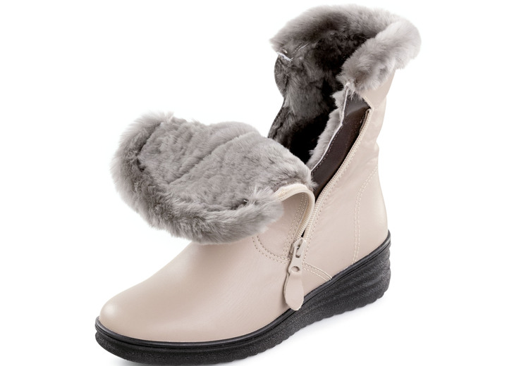 Stiefel & Stiefeletten - ELENA EDEN, gefütterte Damen-Stiefeletten, Winterschuhe, Weite H, mit Lammfell  Ansicht 2 Stiefel & Stiefeletten - ELENA EDEN, gefütterte Damen-Stiefeletten, Winterschuhe, Weite H, mit Lammfell , in Größe 036 bis 041, in Farbe BEIGE Ansicht 2