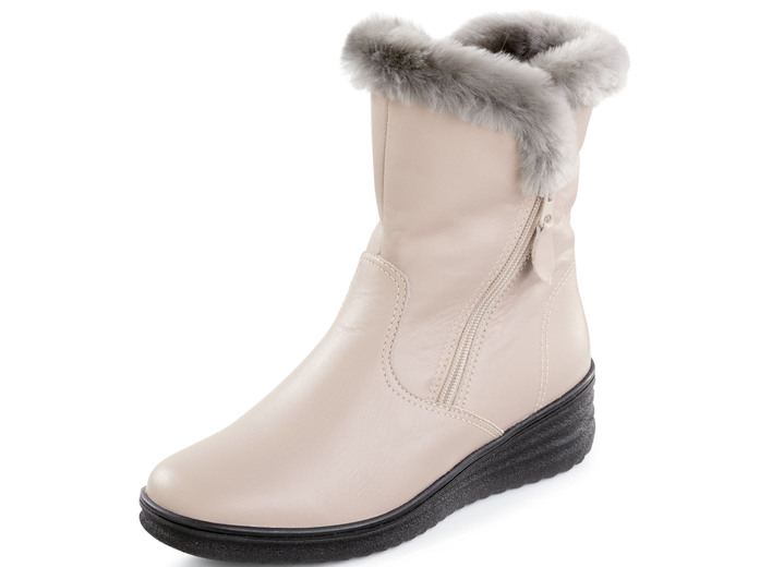 Damenmode - ELENA EDEN, gefütterte Damen-Stiefeletten, Winterschuhe, Weite H, mit Lammfell , in Größe 036 bis 041, in Farbe BEIGE Ansicht 1