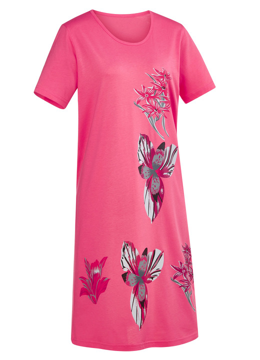 Kurzarm - Nachthemd mit platziertem Druck und kurzen Ärmeln Ansicht 2 Kurzarm - Nachthemd mit platziertem Druck und kurzen Ärmeln, in Größe 034 bis 054, in Farbe KORALLE Ansicht 2