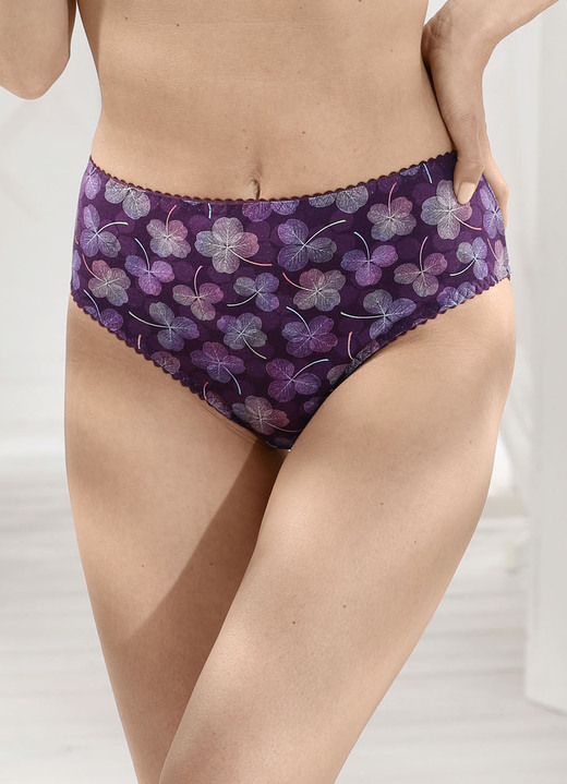 Damenmode - Zweierpack Slips aus hohem Baumwollanteil, in Größe 038 bis 054, in Farbe BURGUND-BUNT Ansicht 1